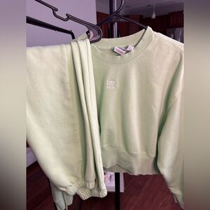 Adidas Lime Green Crewneck & Joggers Set | XS | Cozy Matching Sweatsuit